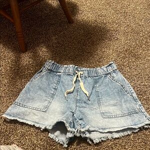 No Boundaries Blue Jean Shorts Distressed Frayed Hem
